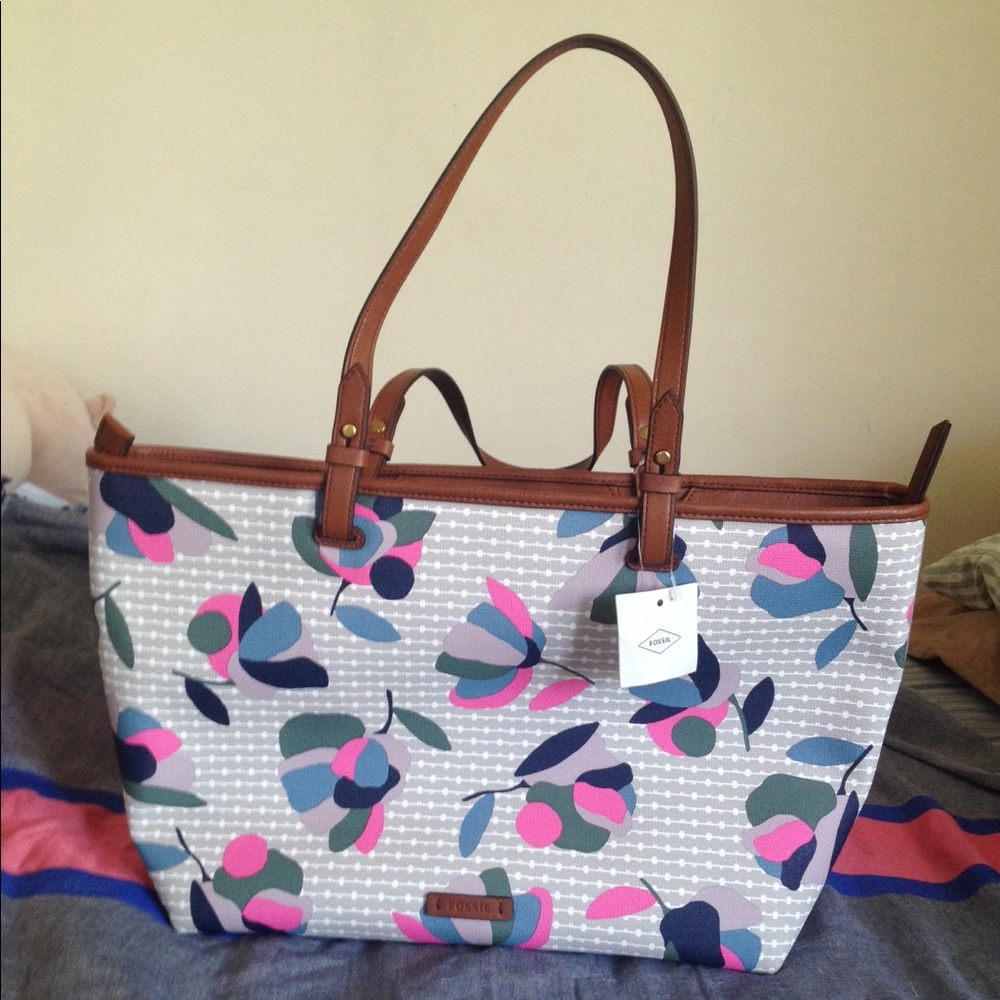 Fossil rachel tote bag floral pattern